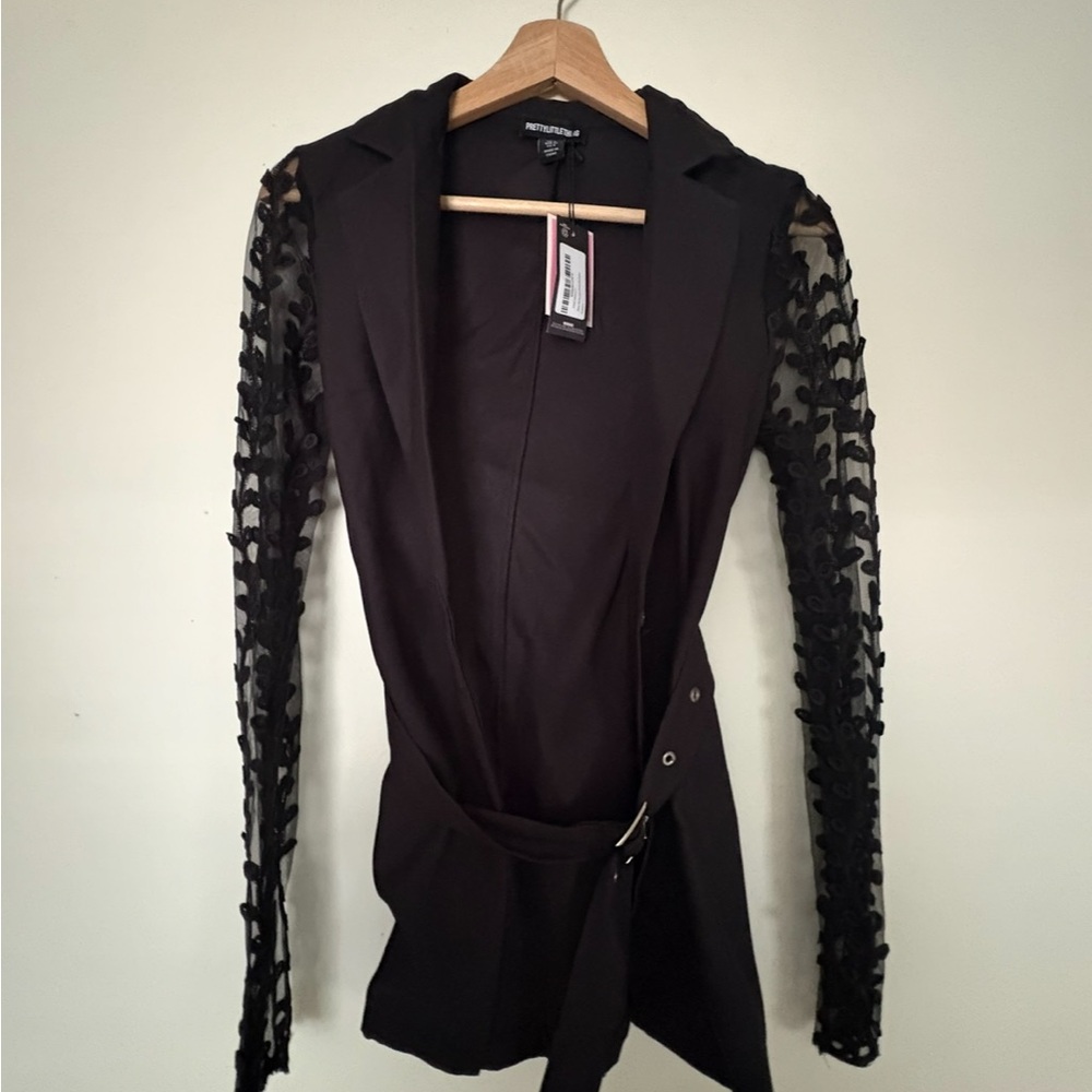 Co- Ord - Black Lace Sleeve Blazer & Sexy Lace Pants